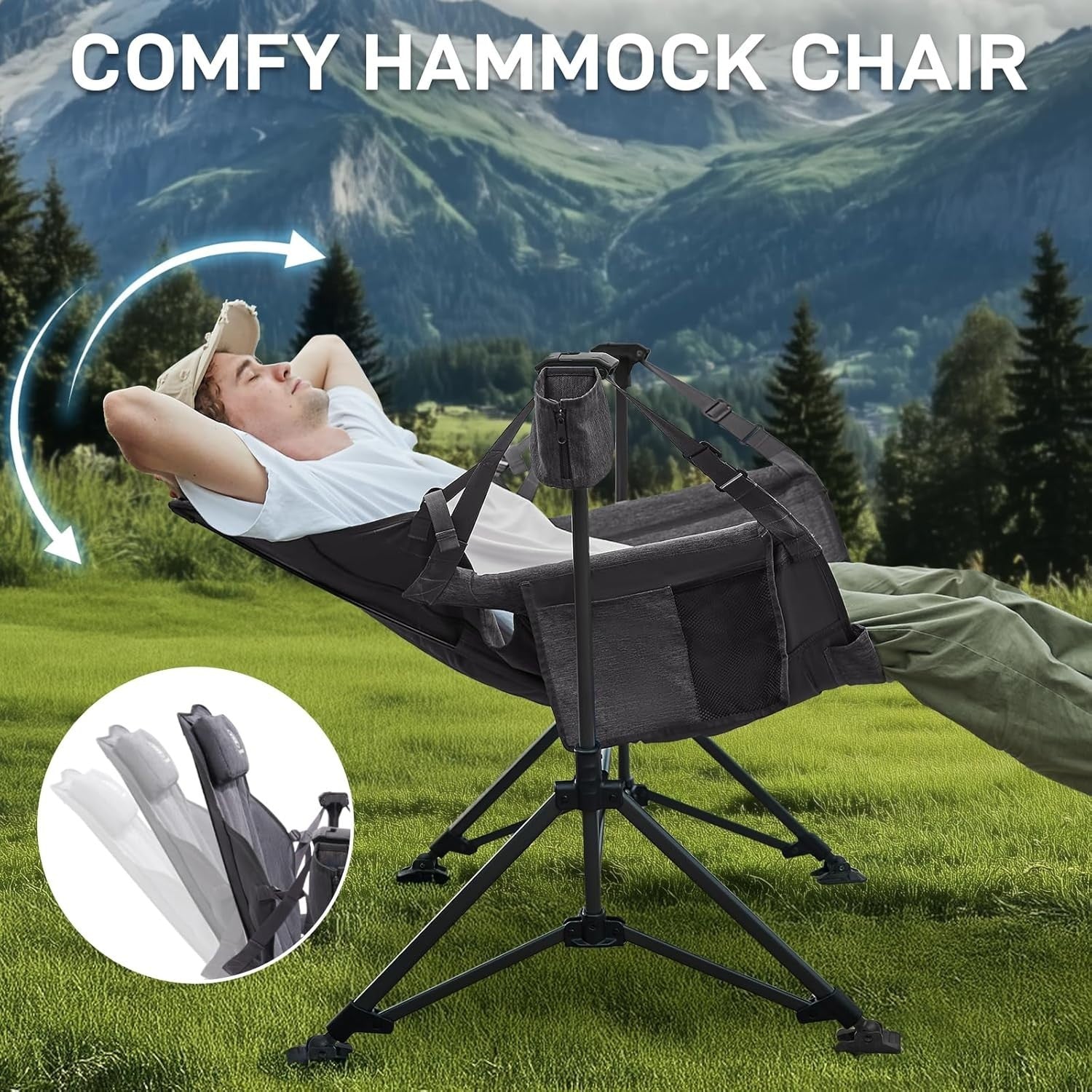 Heavy Duty Hammock Swing Chair Outdoor Folding Padded Rocker 180KG