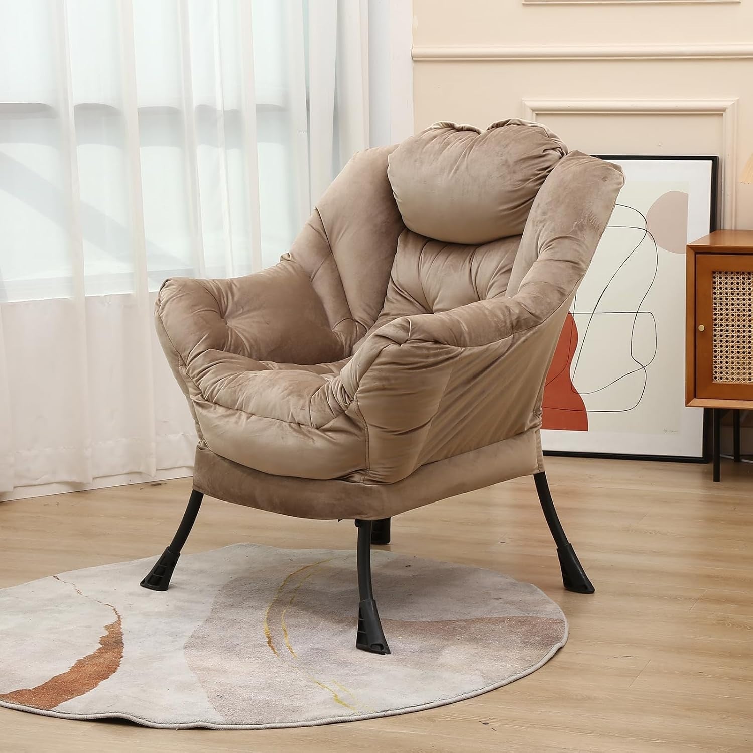 Modern Padded Accent Armchair with Side Pocket | High Back Comfort Lounge