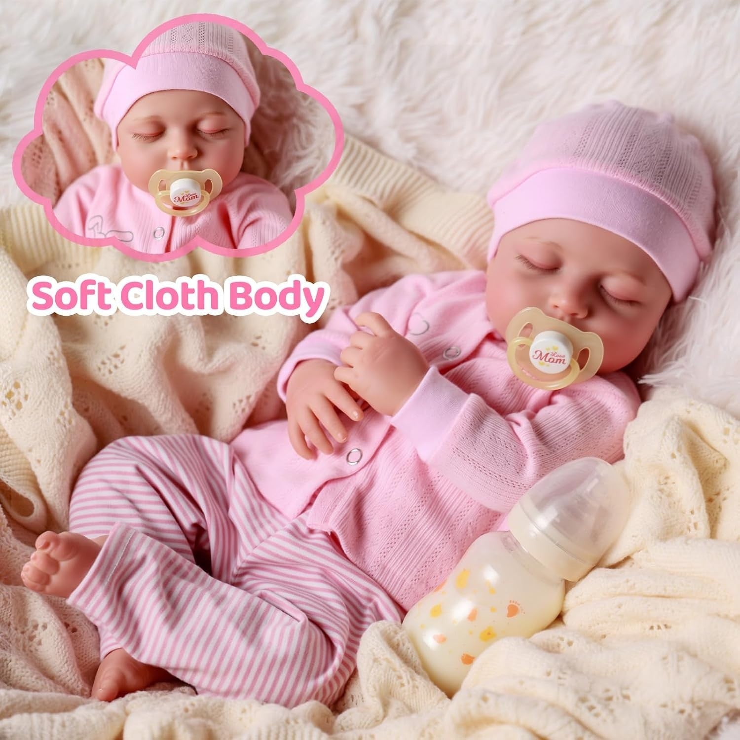 17” Reborn Baby Doll Sleeping Girl Soft Body Newborn Set