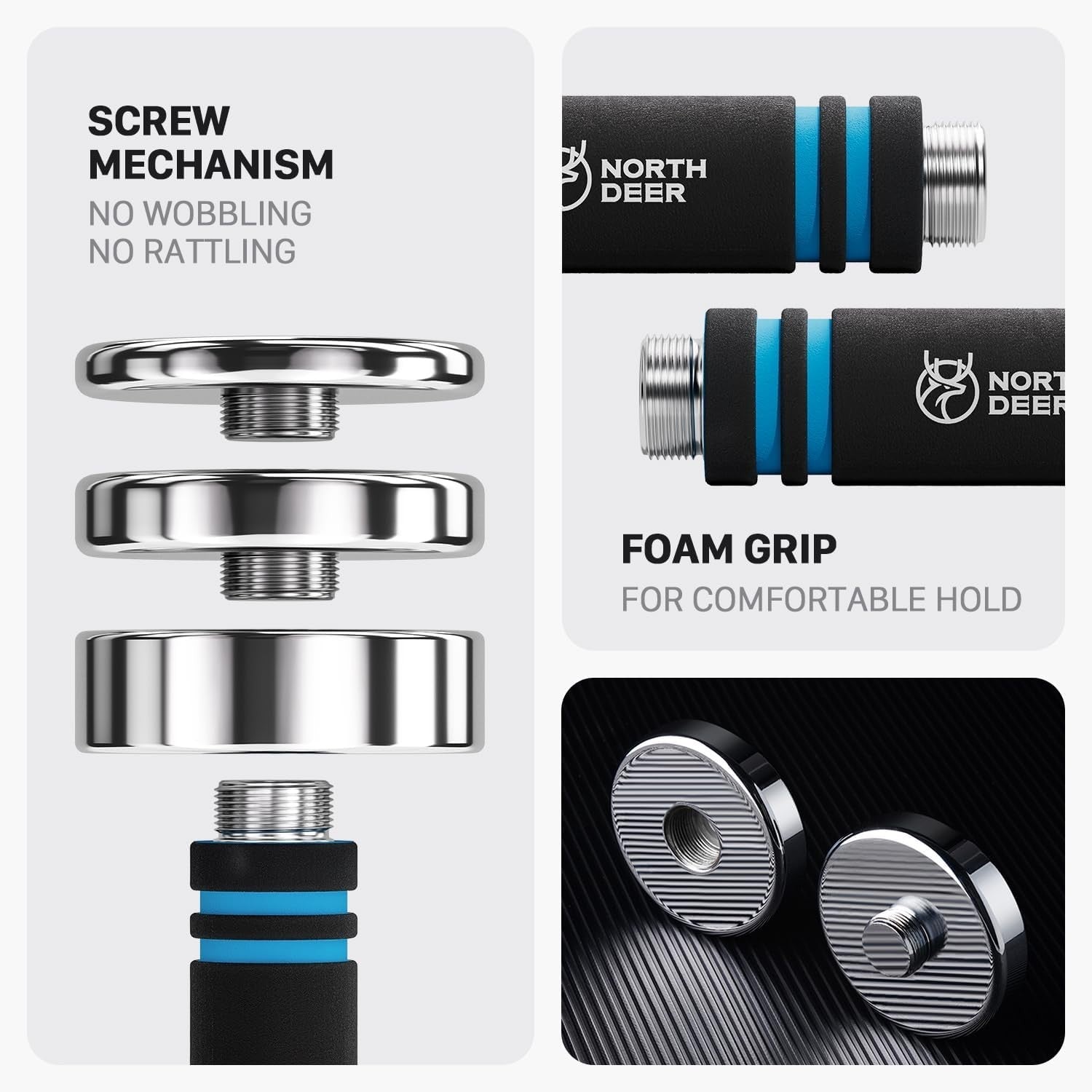 Ultra Compact Steel Adjustable Dumbbell Chrome Foam Grip Home Gym