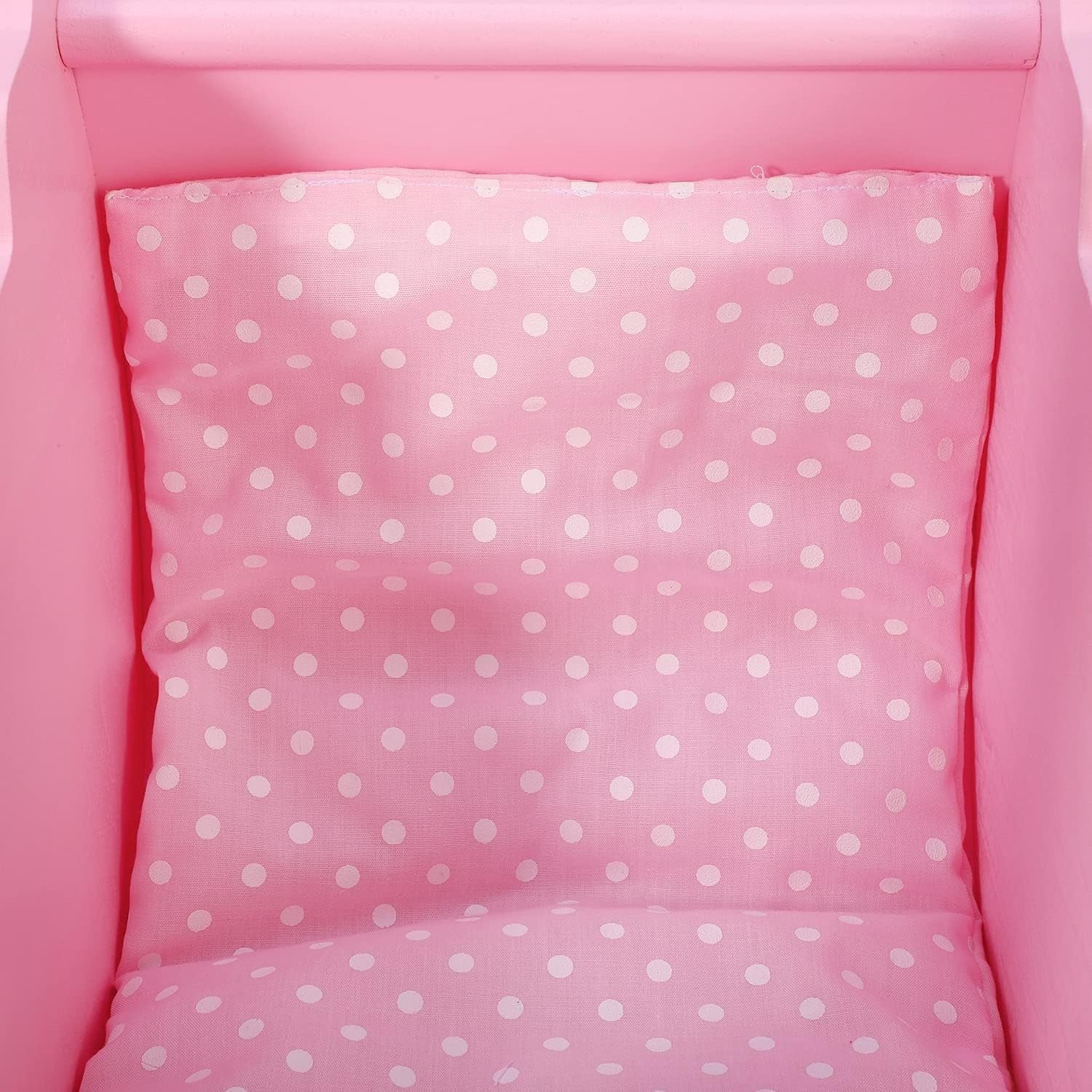 Wooden Doll Pram Push Along Pink Princess Toy with Bedding 3+