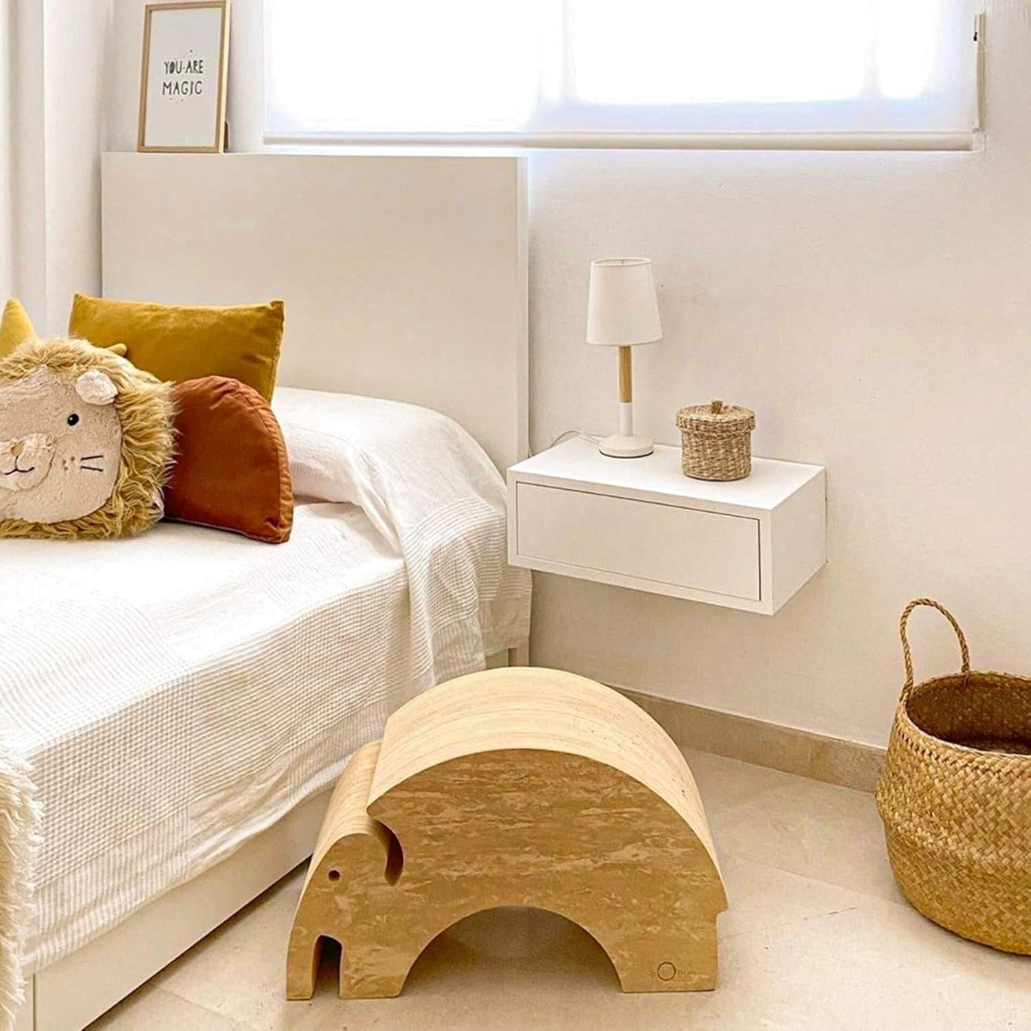 Floating White Wall Bedside Table with Drawer – Modern Minimalist Nightstand
