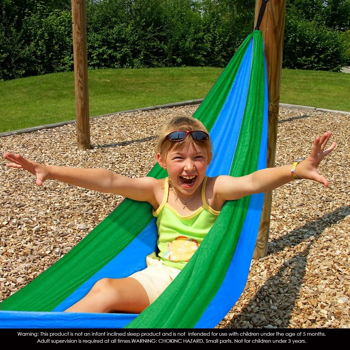Kids Camping Hammock 6ft w/ Straps & Carabiners – Safe, Lightweight, Fun