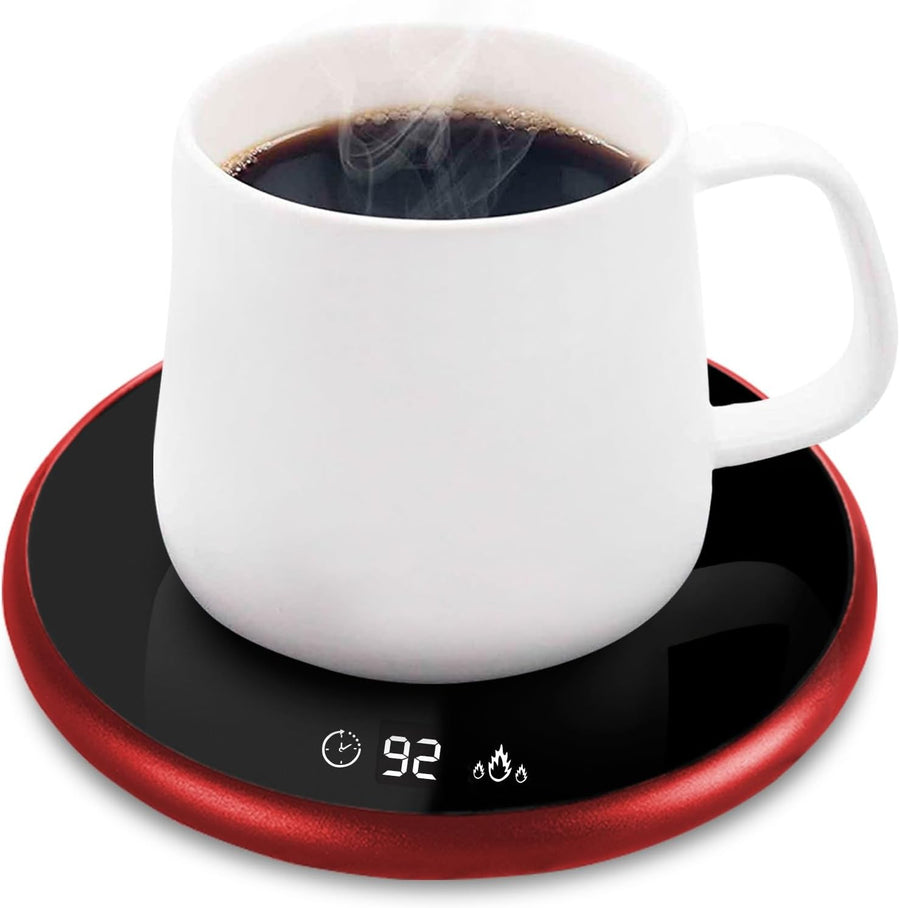 Smart Coffee Mug Warmer – Touch Control, LED Display, Red