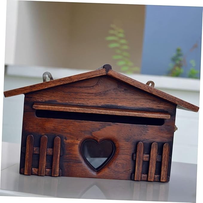 Wall Mounted Wooden Suggestion Box Light Brown | Lockable Mail Organizer