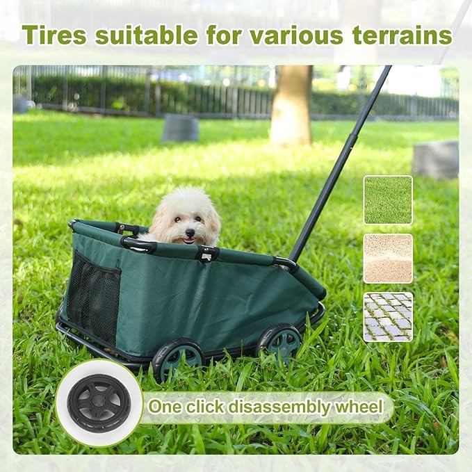 Pull Handle Pet Wagon for Small Dogs Foldable Travel Cart with Wheels
