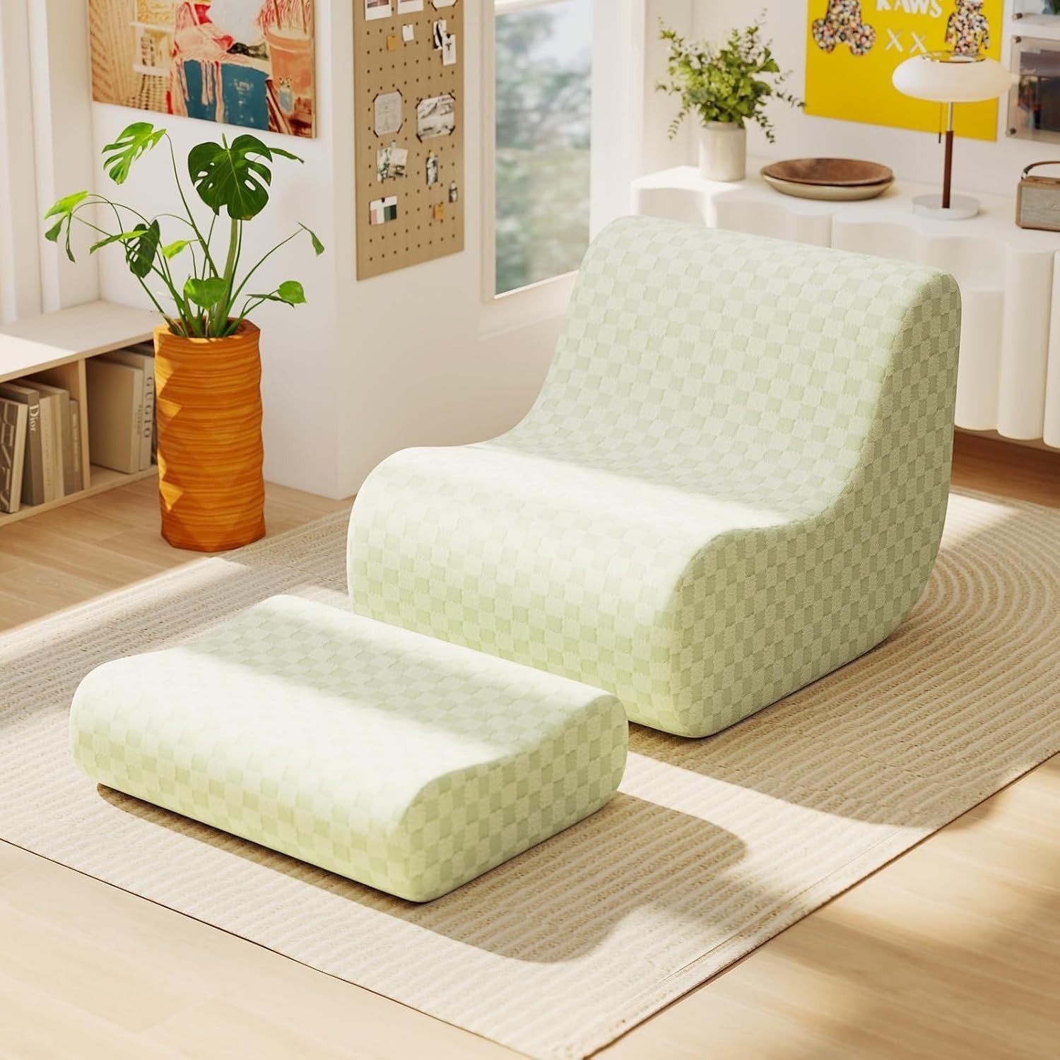 Teddy Fleece Bean Bag Chair & Footstool Set Lounge Sofa Seat Gaming