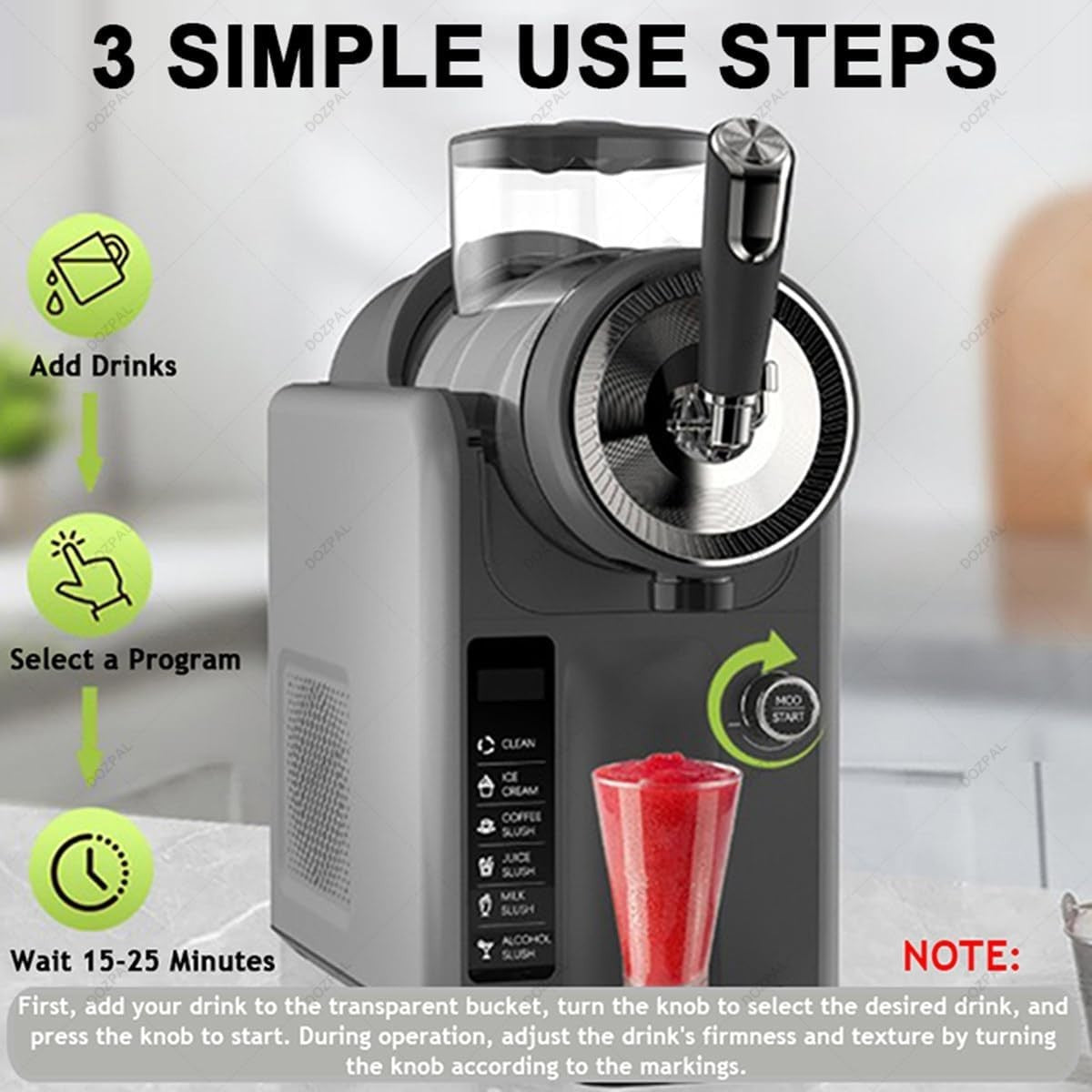 Professional Slush Machine 1.8L Frozen Drink Maker Self Cleaning Presets