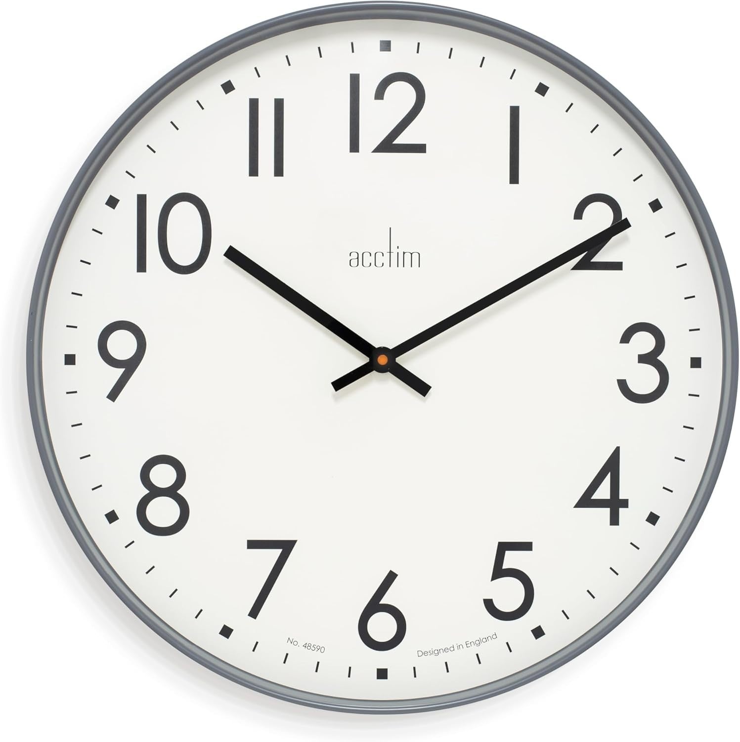 Silent Large 50cm Wall Clock - Contemporary Grey, Quartz Movement, No Tick
