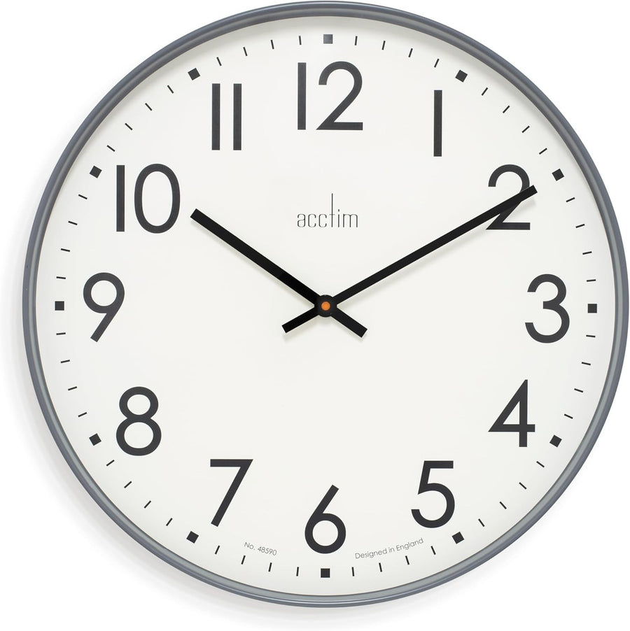 Silent Large 50cm Wall Clock - Contemporary Grey, Quartz Movement, No Tick