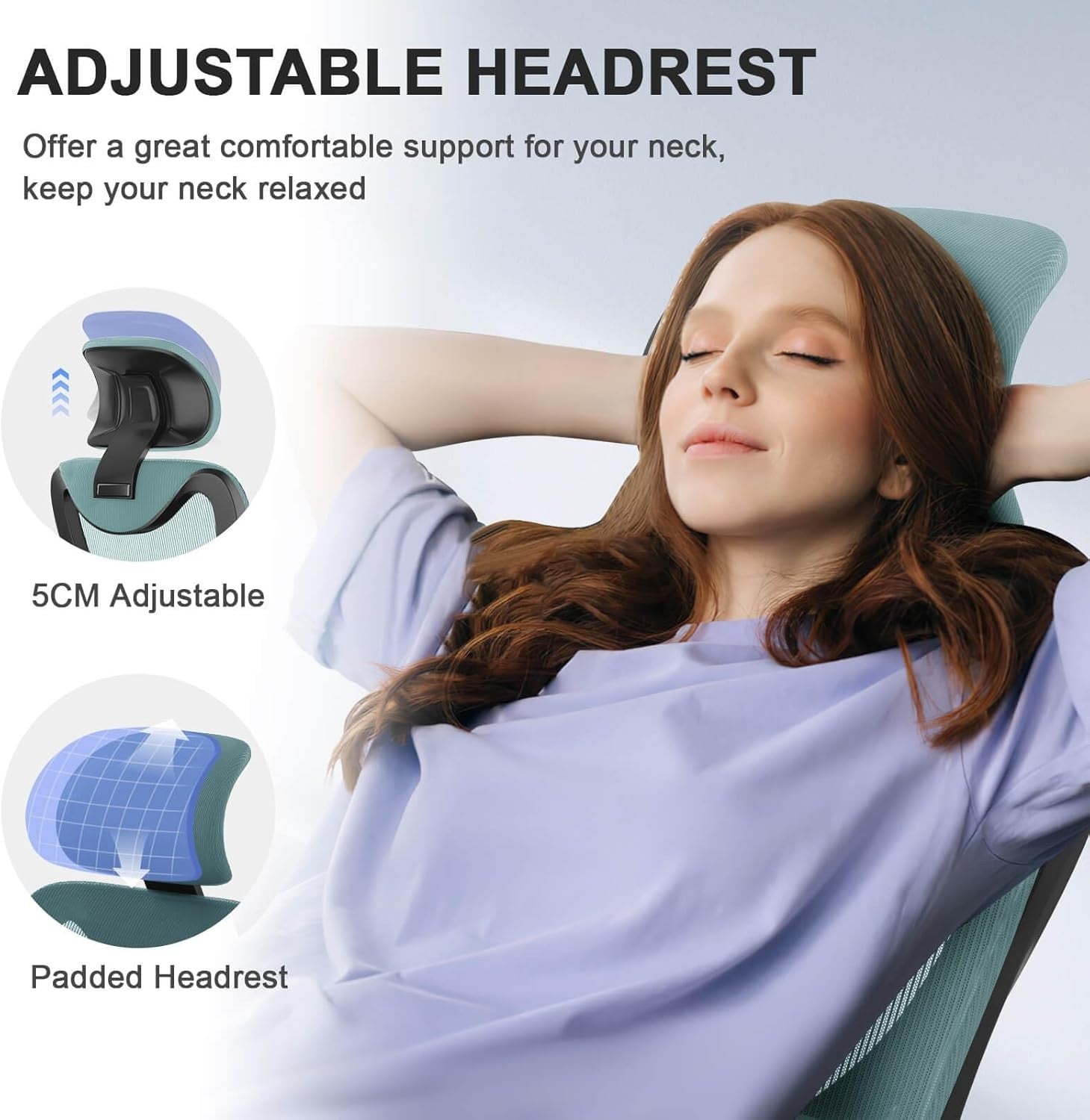 Pink Ergonomic Office Chair Mesh High Back Lumbar Support Flip-Up Arms Headrest