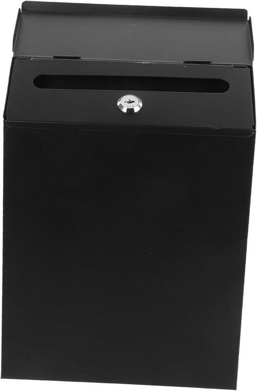 Secure Wall Mount Mailbox Black Iron Outdoor Letter Box Modern Slim Design