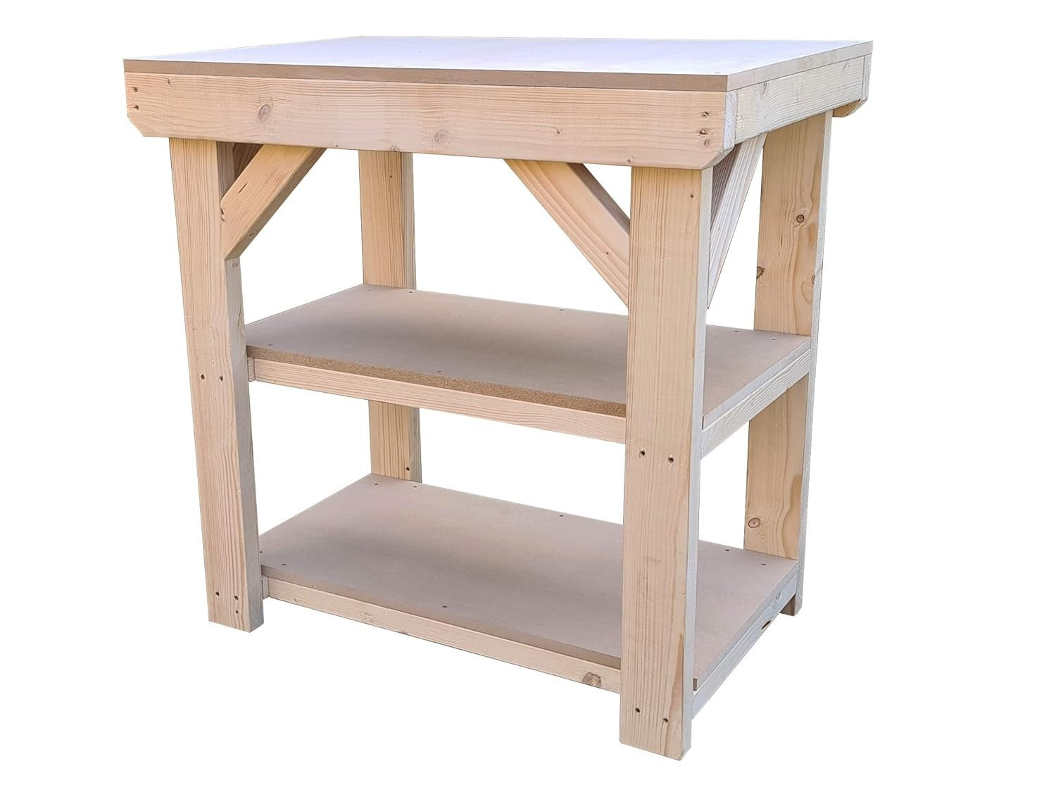 4ft Heavy Duty Wooden MDF Workbench with Double Shelf – Strong Work Table