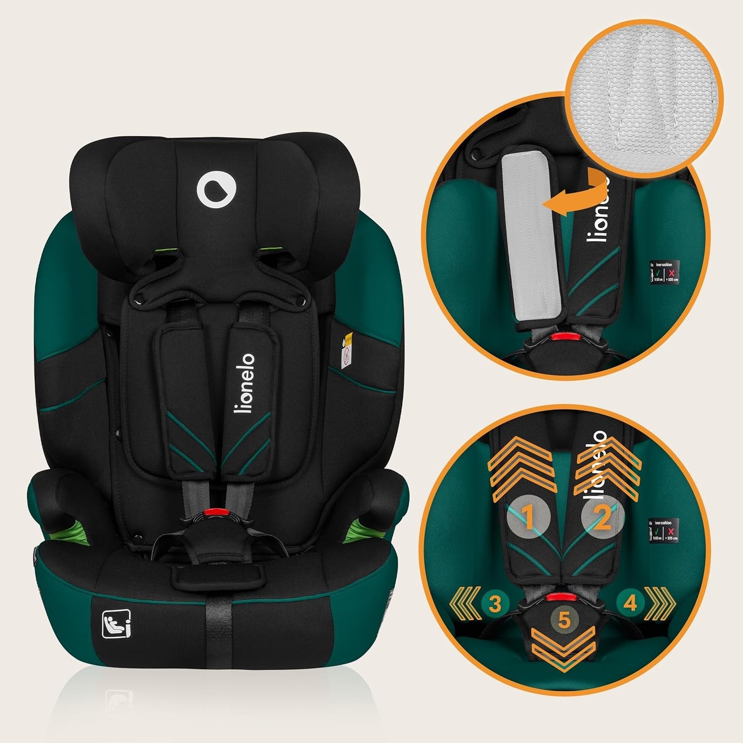 i-Size Child Car Seat Group 1/2/3 9–36kg Adjustable Headrest Side Protection