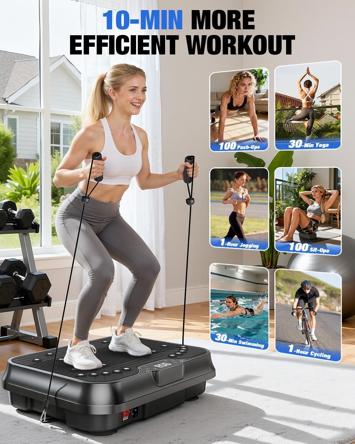 High Speed Vibration Plate Weight Loss Platform Remote Bands 450lb