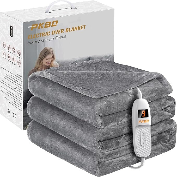 Electric Heated Throw Blanket 190x130cm 9 Heat Levels Auto Off Washable