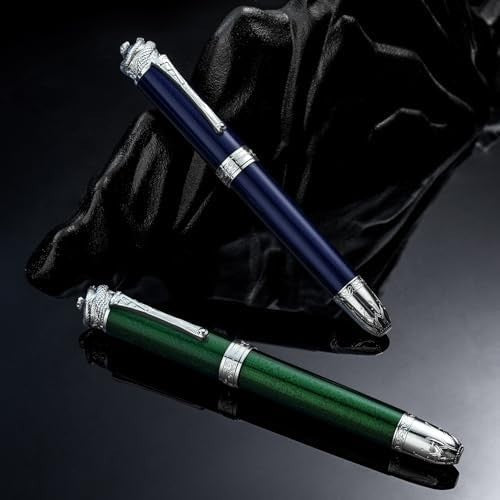 Emerald Green Piston Fountain Pen Extra Fine Nib Snake Engraved Gift Set