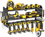 Wall Mounted Power Tool Organizer 3 Tier 7 Drill Rack Black