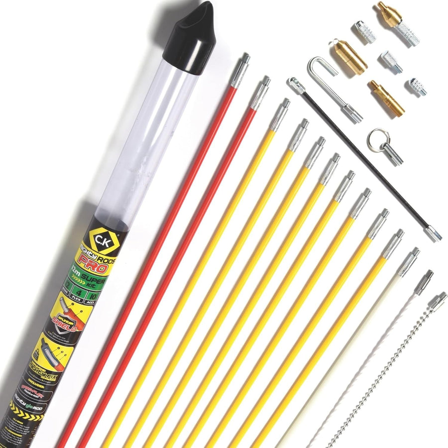 12m Cable Rods Super Kit Splinter Proof Electric Wire Puller Set
