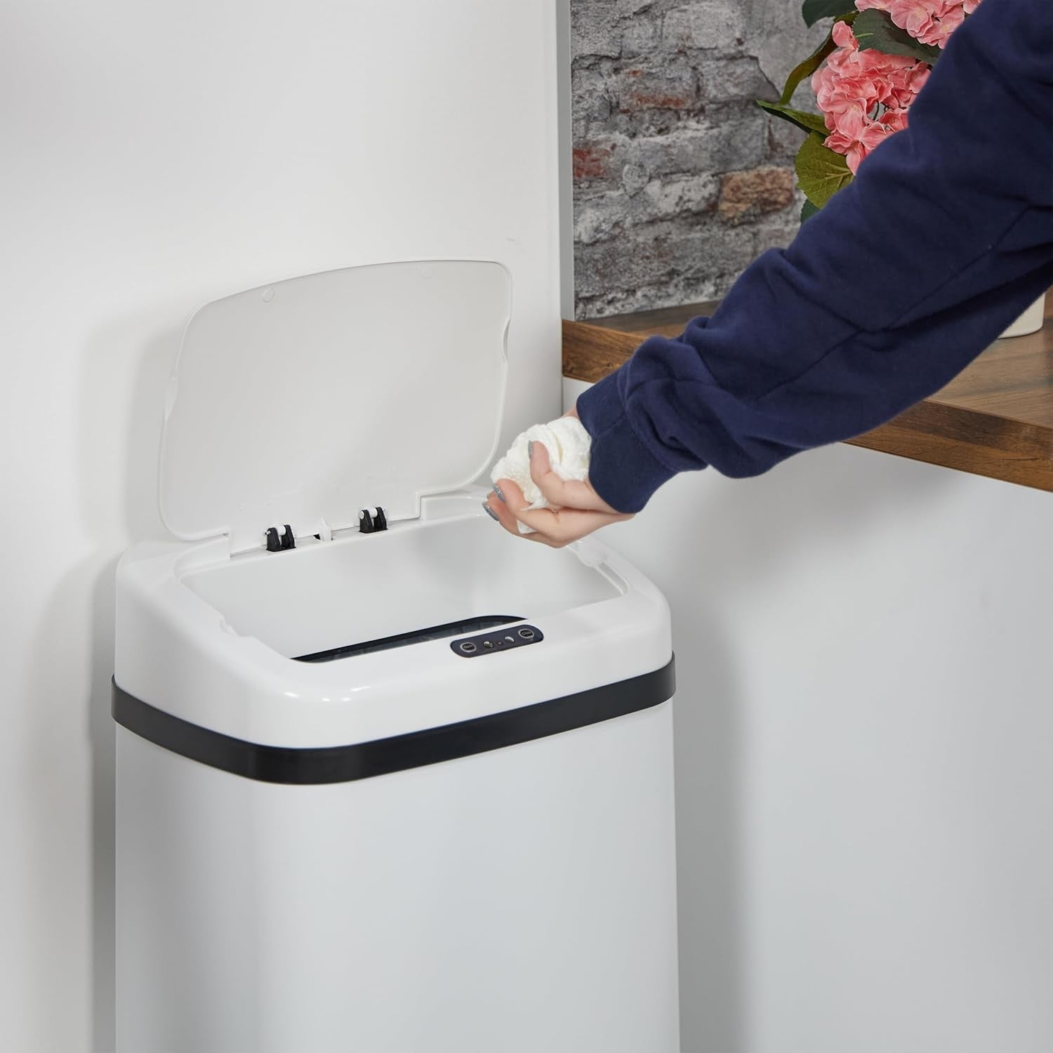 50L Touchless Kitchen Bin Sensor Automatic Electric Lid White