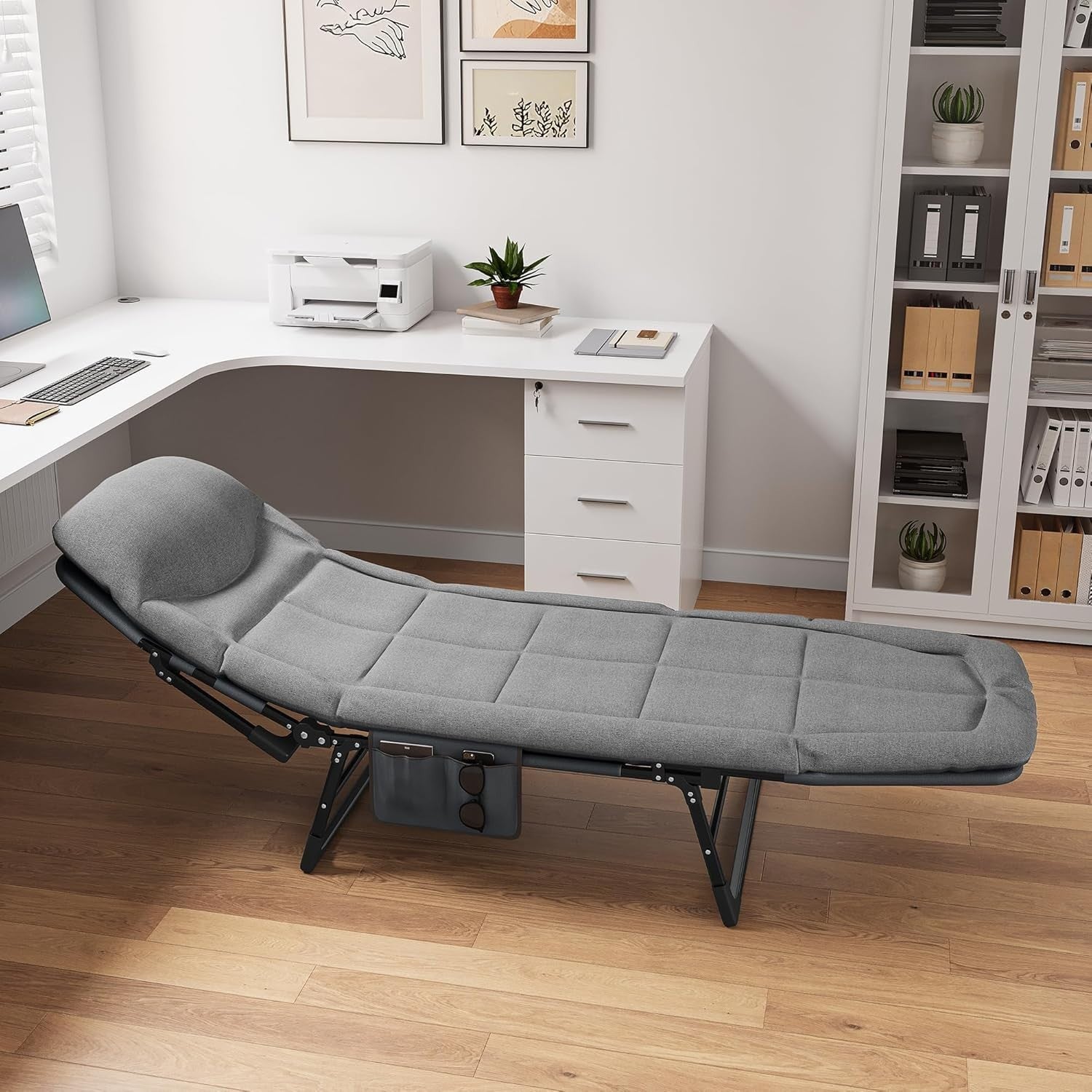 Adjustable Folding Sun Lounger with Cushion – 200kg Load, 4-Position Recline