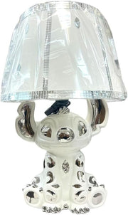 Crushed Diamond Table Lamp 50cm Ceramic Base Silver Shade Bedside Light