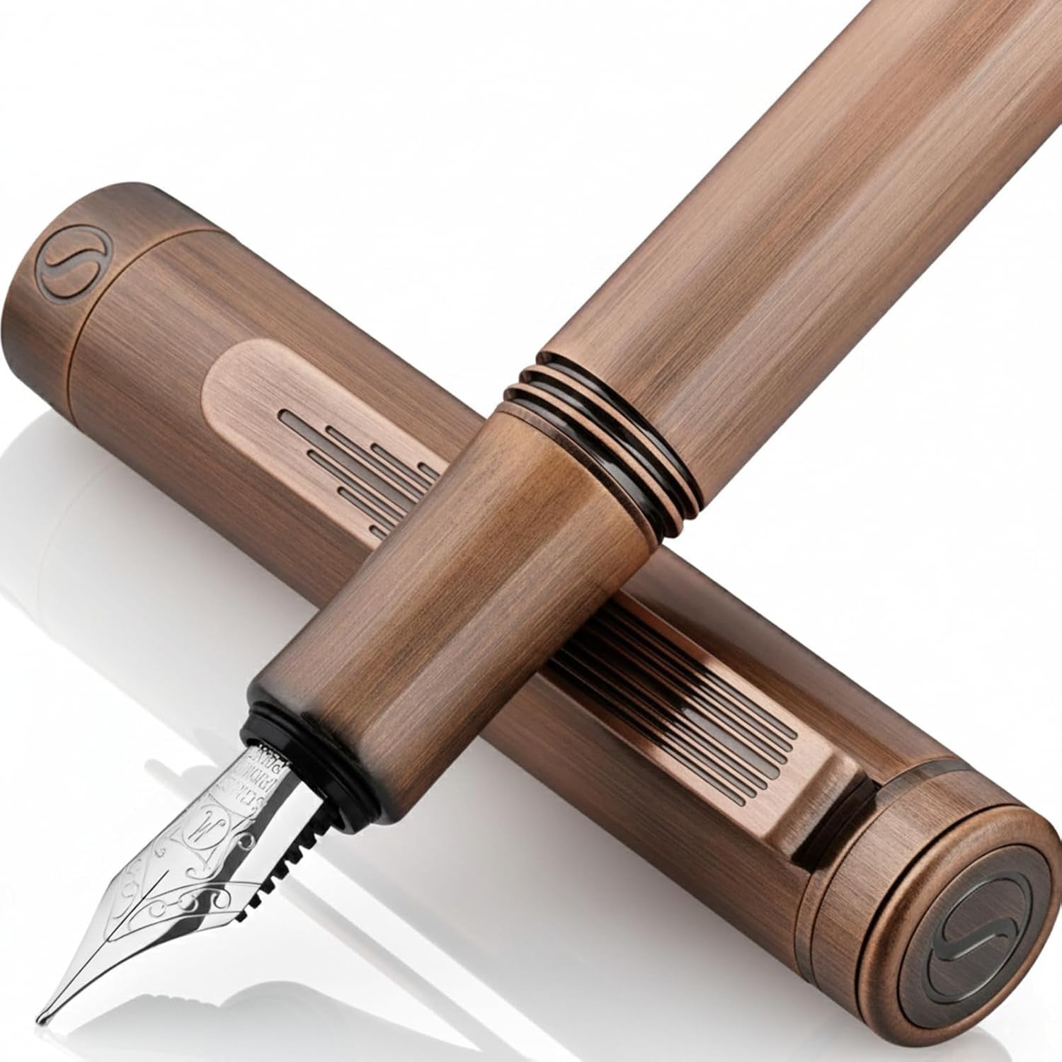 Luxury Brass Fountain Pen Medium Nib Copper Pocket Gift Set