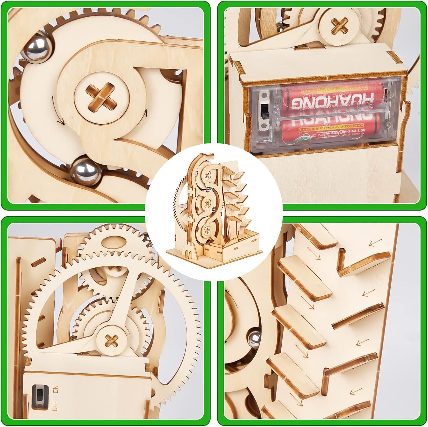 3D Wooden Marble Run Puzzle Kit for Adults Teens – Gear Track, No Glue