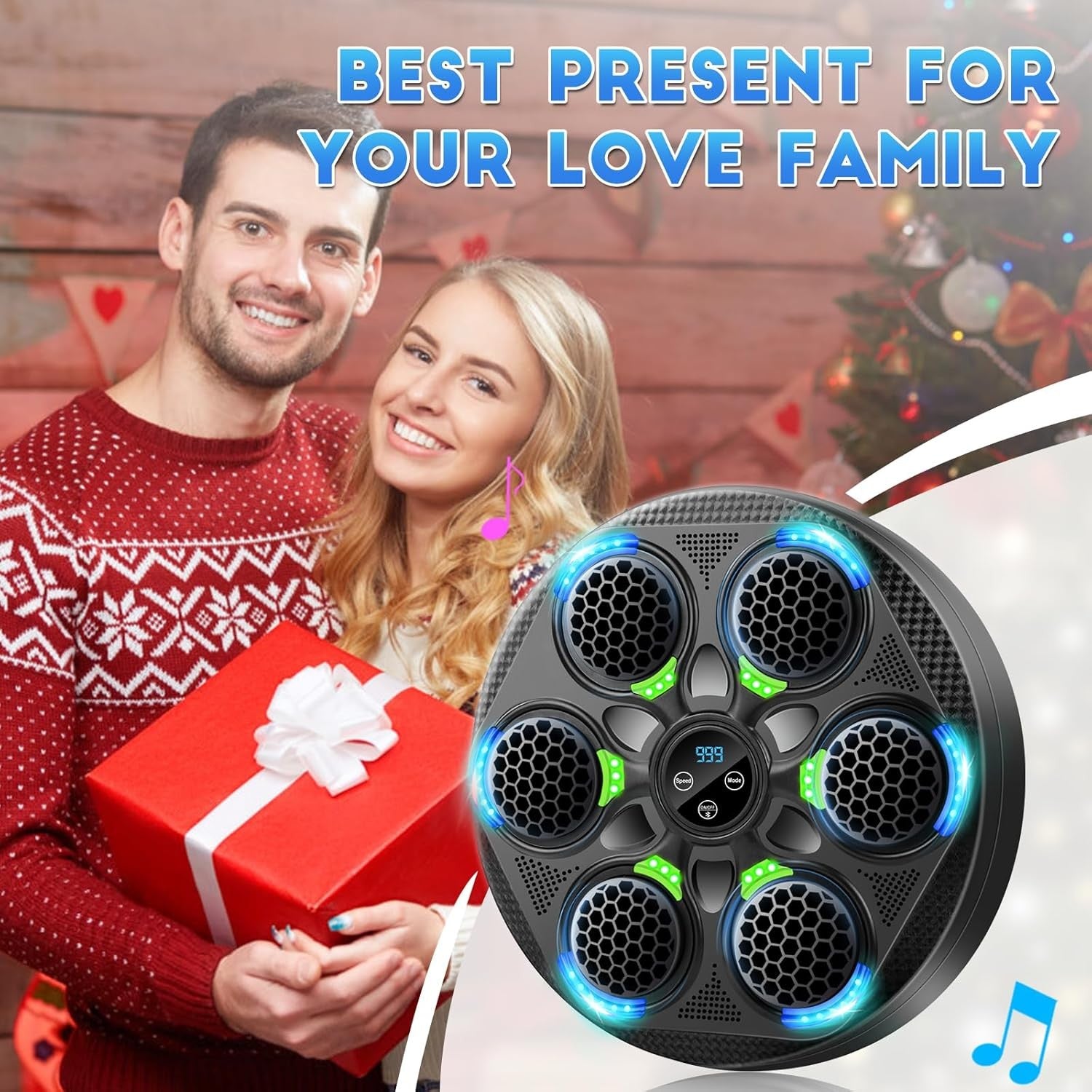 Music Boxing Machine Bluetooth LED Wall Mount Punch Trainer Home Gym Workout