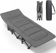 Heavy-Duty Folding Camping Bed Adult Cot w/ Cushion Pillow 450lbs Max