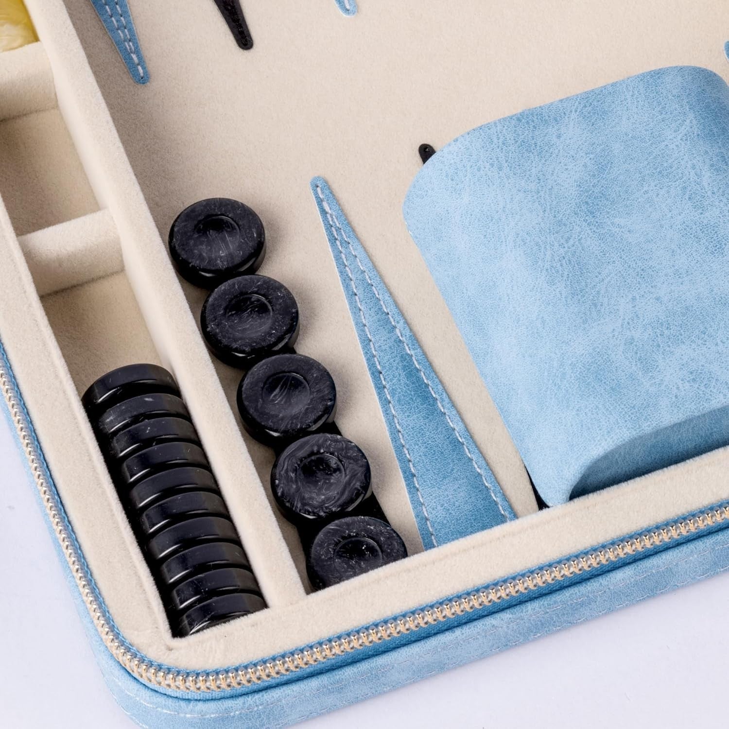 9.4 Inch Travel Backgammon Set Leather Folding Board Portable Game