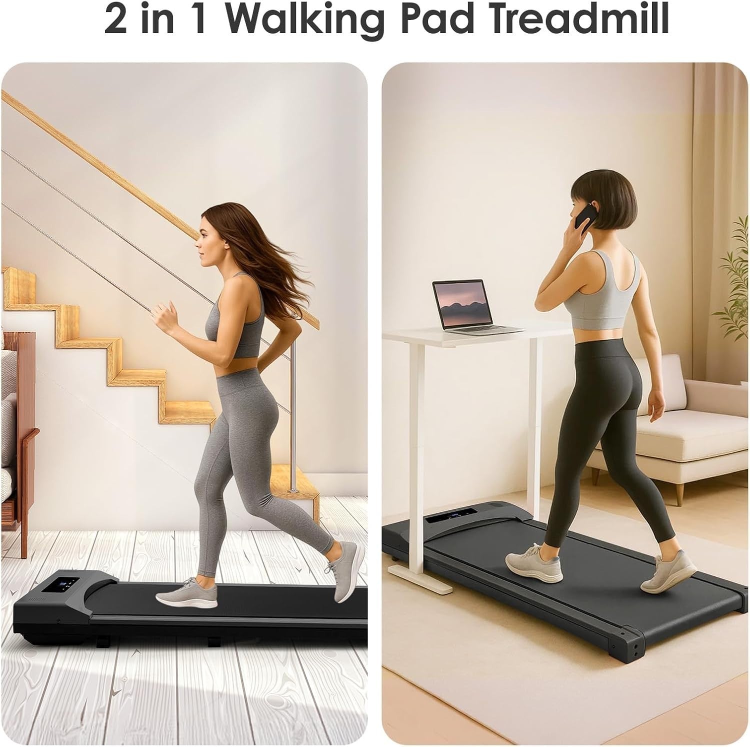 Under Desk Treadmill 2.5HP Ultra Slim Walking Pad 1–8 km/h Home Office