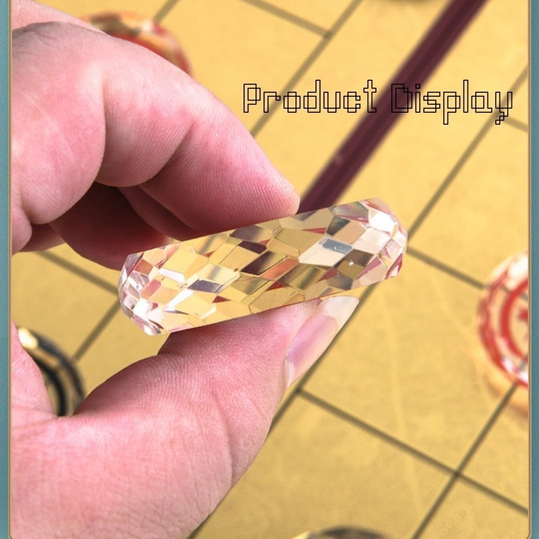 Large Crystal Xiangqi Chinese Chess Set Clear Travel Board 35mm