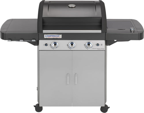 Premium 3-Burner Gas BBQ Grill with Side Burner, Cast Iron Grates