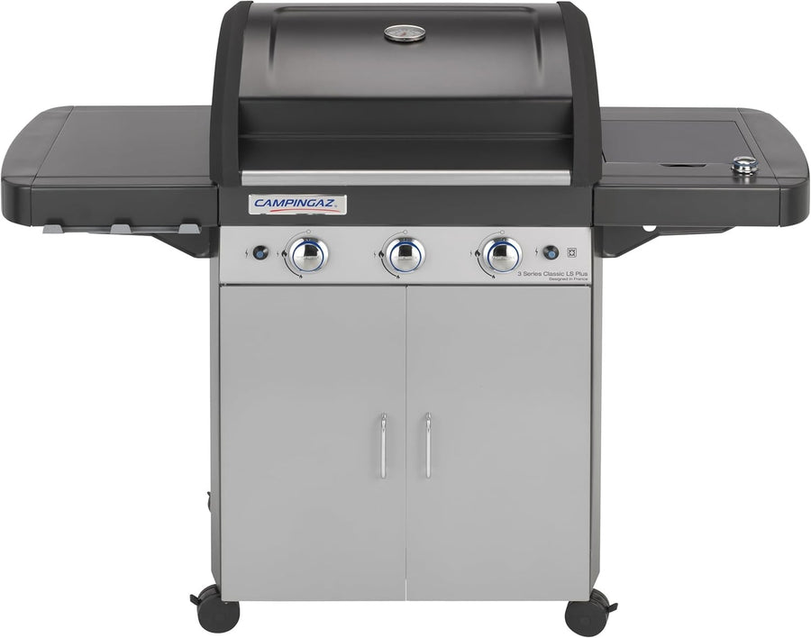 Premium 3-Burner Gas BBQ Grill with Side Burner, Cast Iron Grates