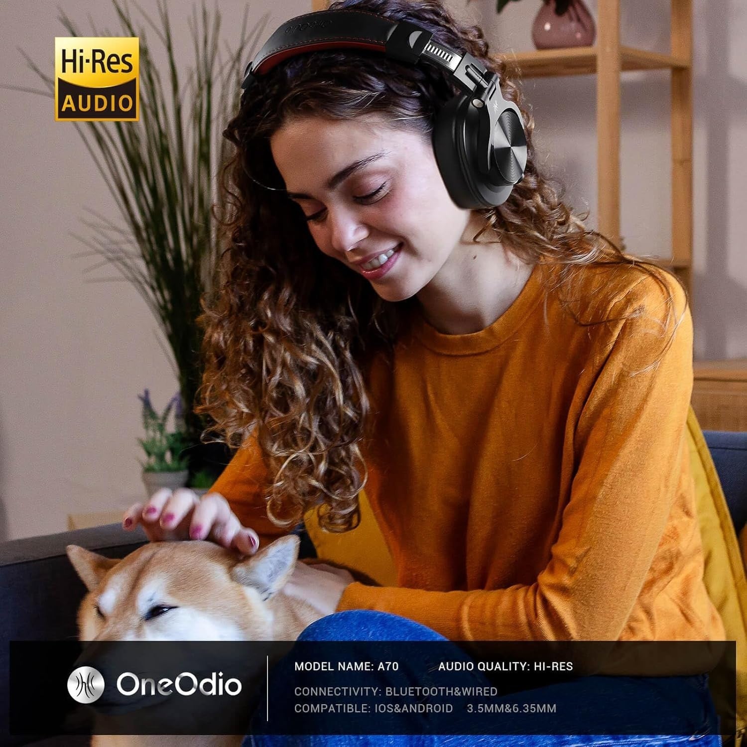 OneOdio Red Bluetooth Headphones 72H HiFi DJ Over Ear Foldable Share Port