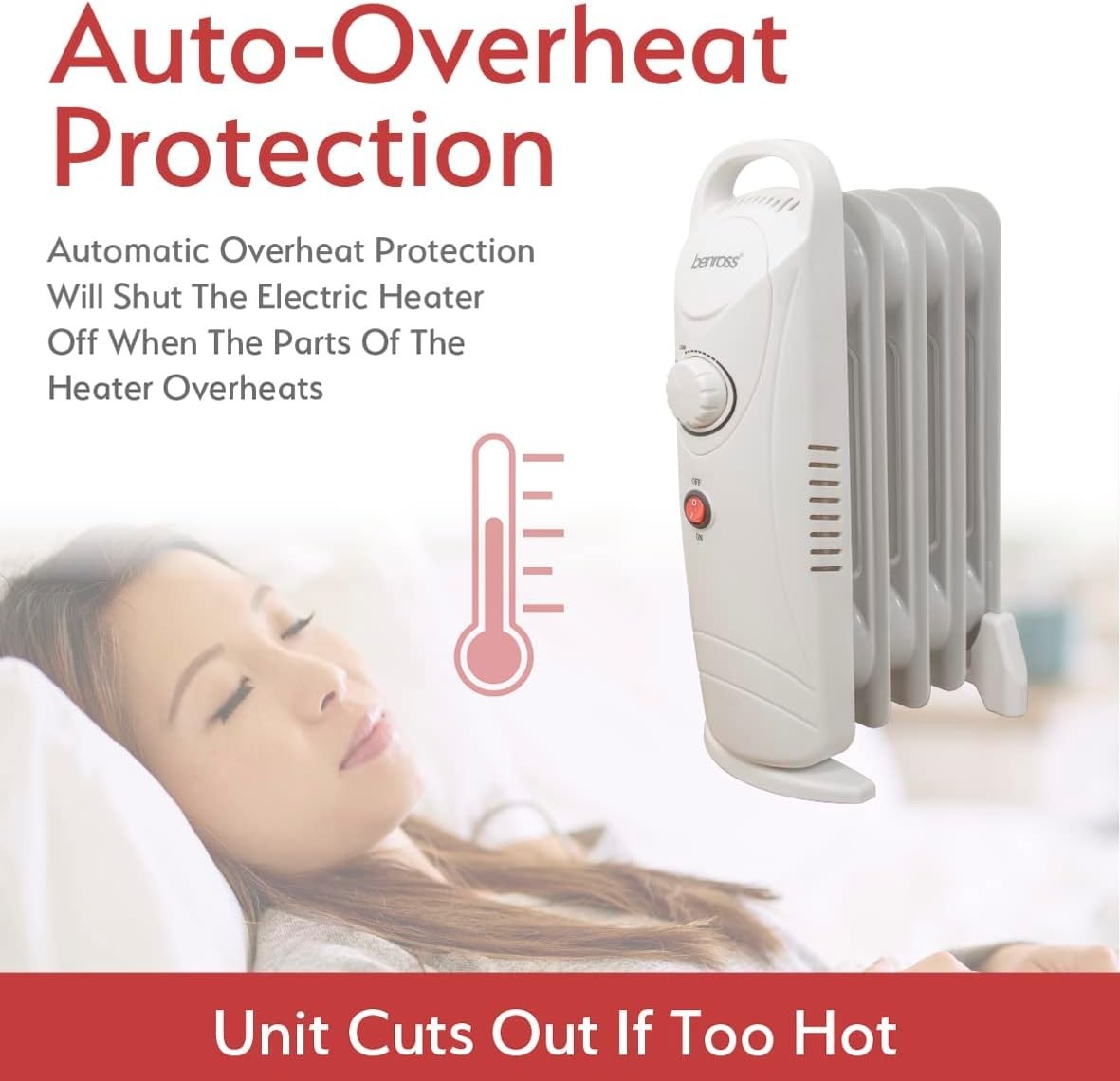 Mini 5-Fin Oil Filled Radiator 500W Low Energy Portable Heater White