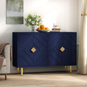 Blue Modern Sideboard Cabinet 4 Door Waterproof Storage Buffet Table