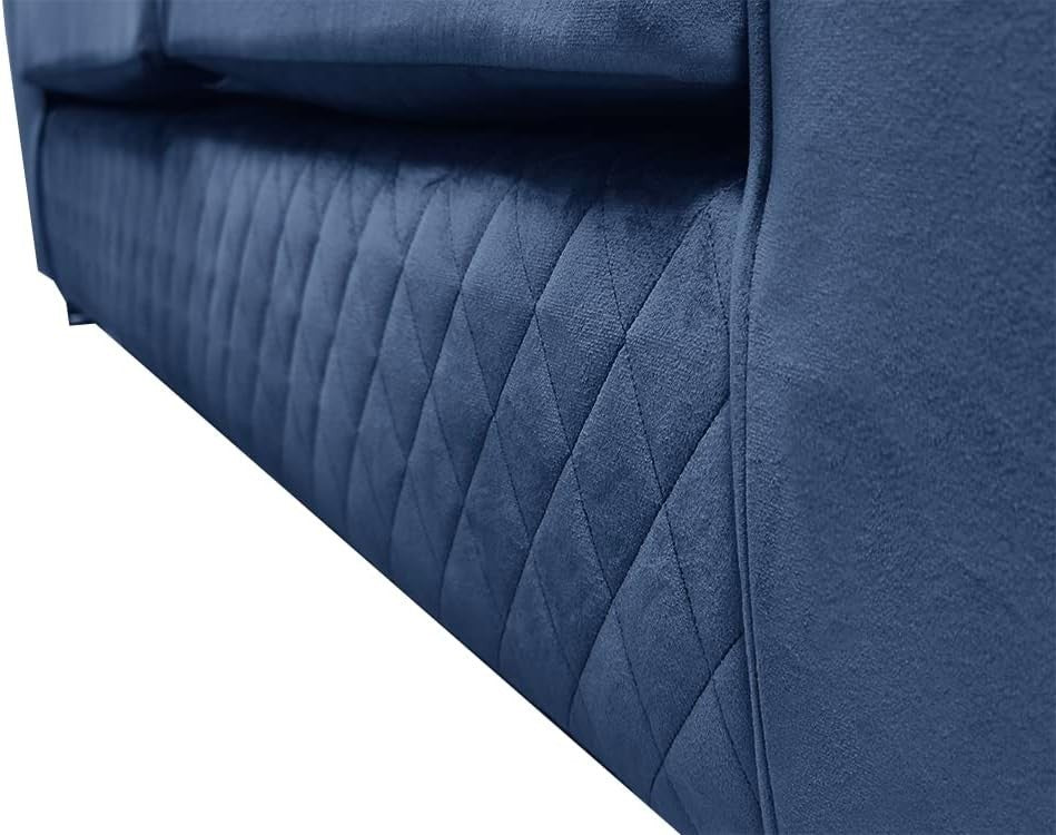 Royal Blue Velvet Corner Sofa ✨ 3-4 Seater L Shape LH w/ Chrome Feet