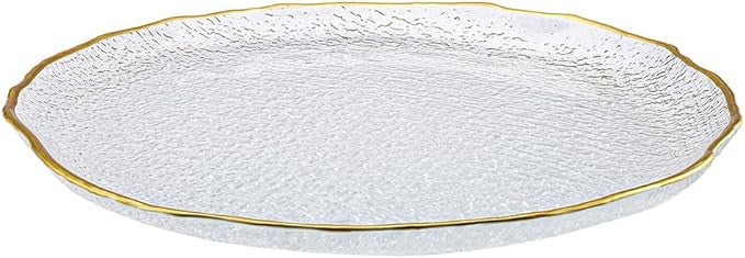 12 Piece Glass Dinnerware Set for 4 Gold Rim Plates Bowls Luxury Tableware