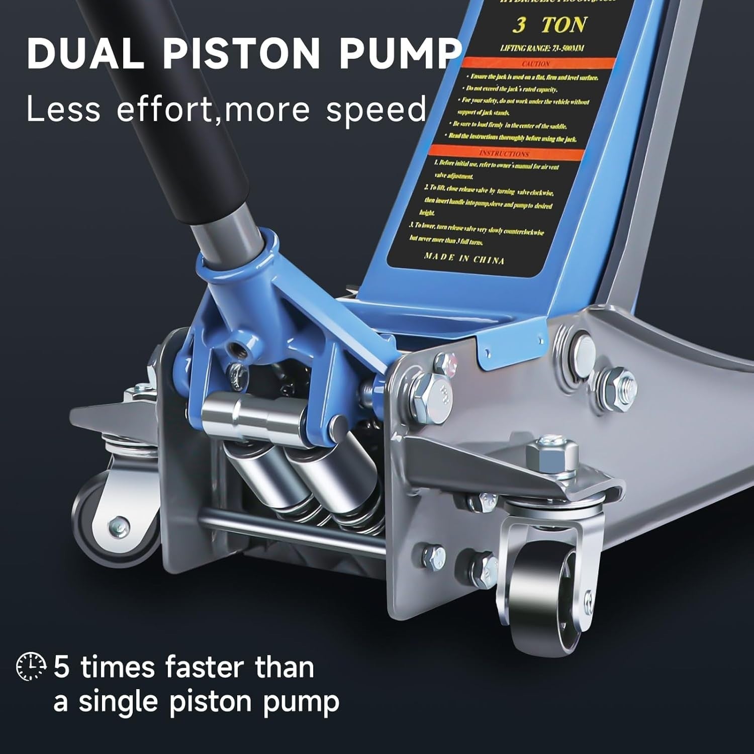 3 Ton Low Profile Hydraulic Floor Jack Dual Piston Fast Lift 6600lbs SUV Truck