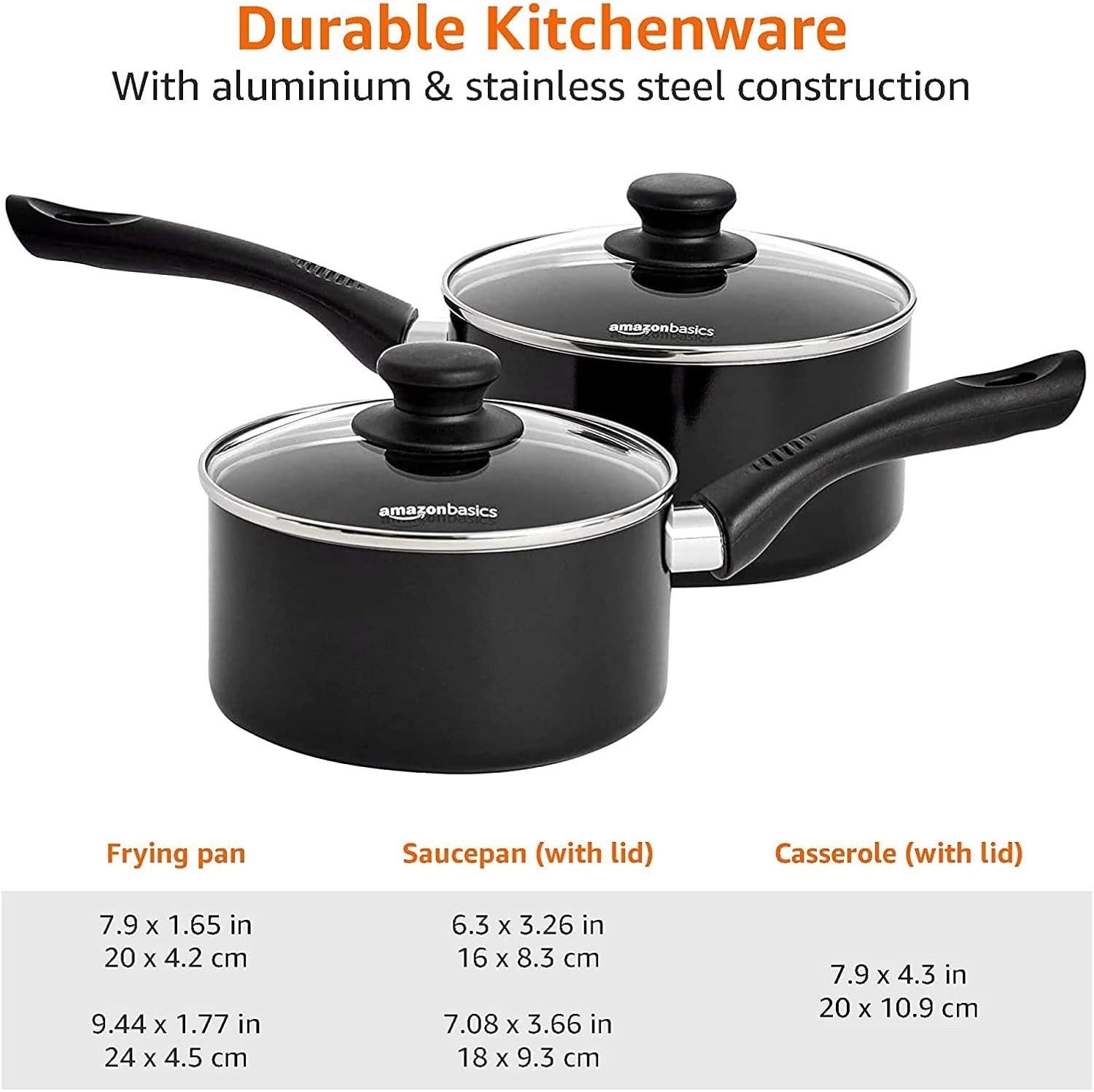 5pcs Non Stick Pan and Pot Set Cookware Set with Glass Lids Induction Safe