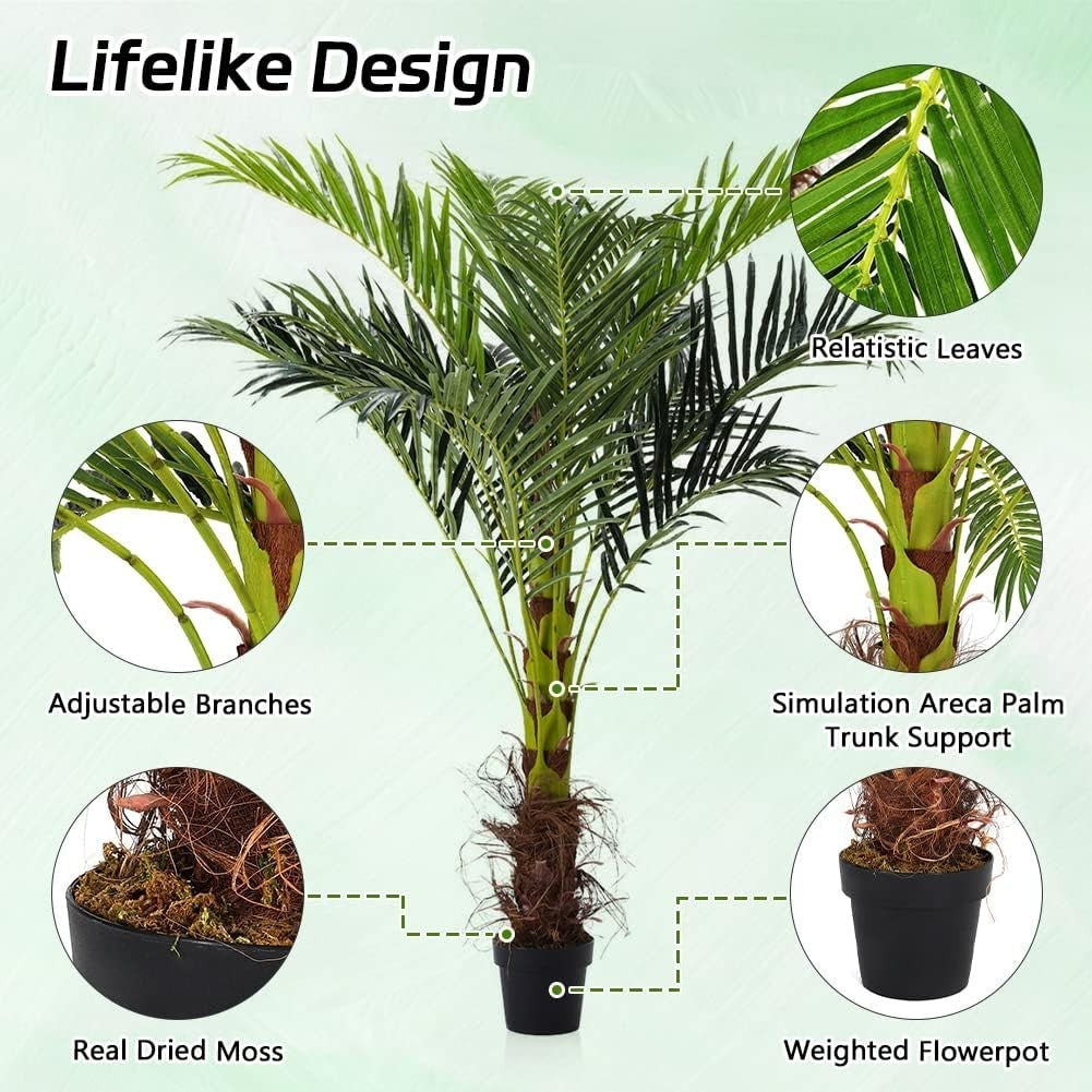 180cm Artificial Areca Palm Tree in Pot Tall Tropical Indoor Outdoor Decoration