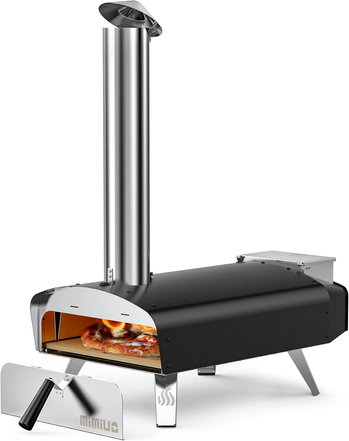 Outdoor Wood Pellet Pizza Oven Portable Garden BBQ Cooker w Stone Peel 67x35x76c