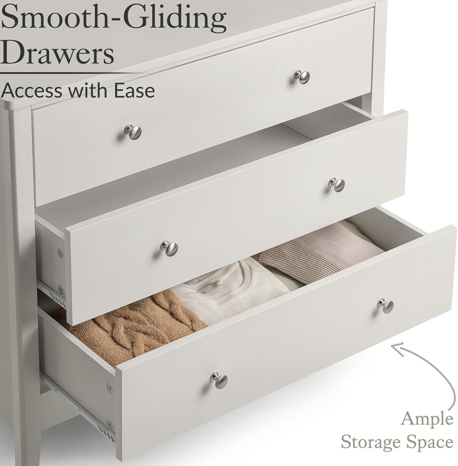 Natural 3 Drawer Chest, MDF Storage Unit, Chrome Handles, 80cm Wide