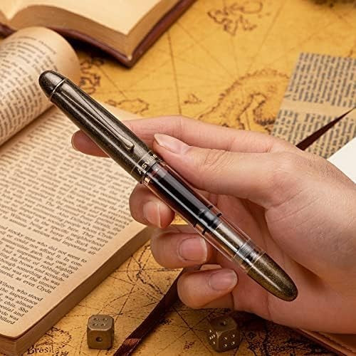 Piston Fountain Pen Medium Nib Transparent Acrylic Large Ink