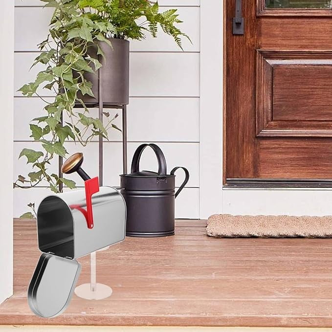 Waterproof Silver Mini Mailbox Ornament – Durable Tinplate, Wall Mount, 16x22x9