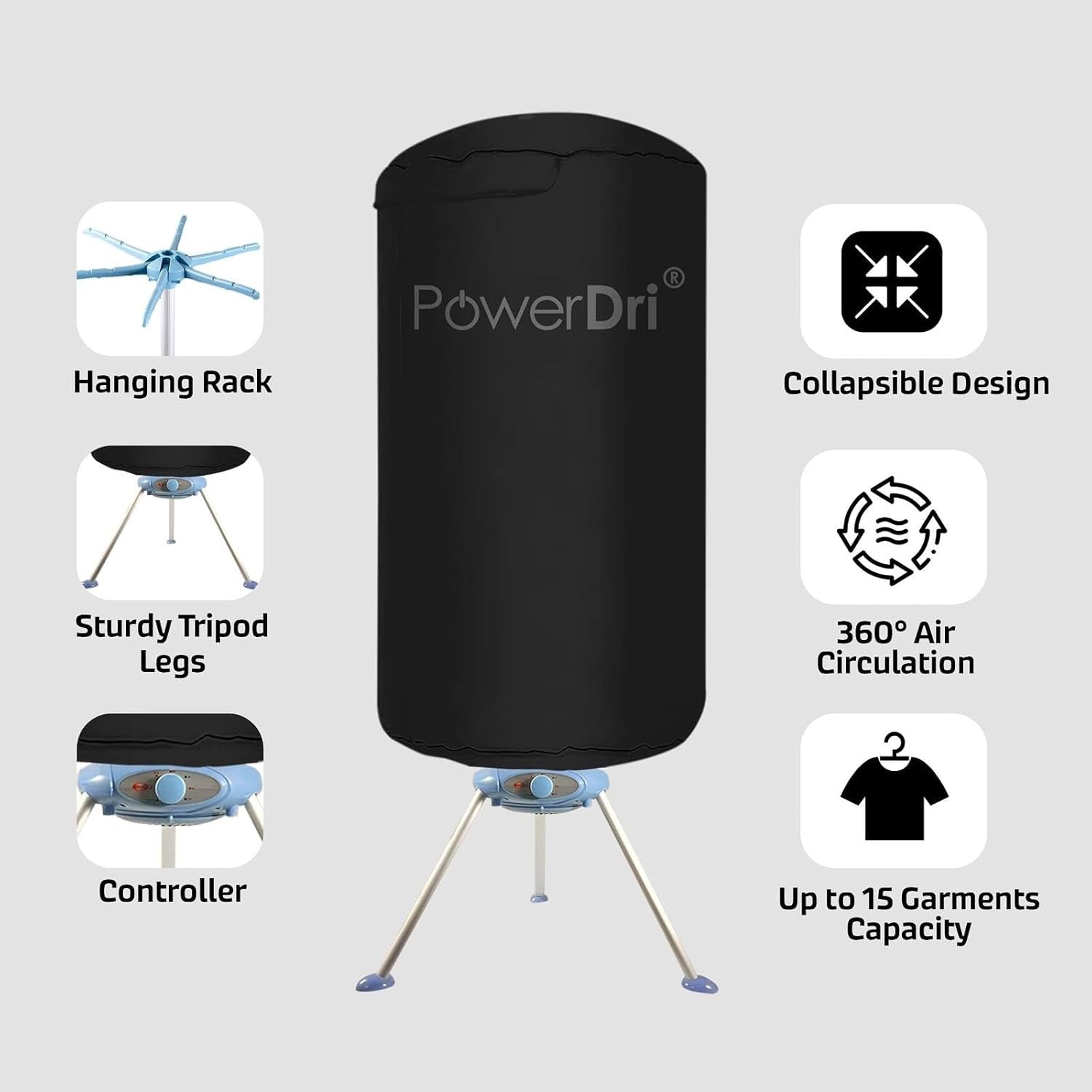 Portable Electric Clothes Dryer 15kg Efficient Indoor Drying Rack