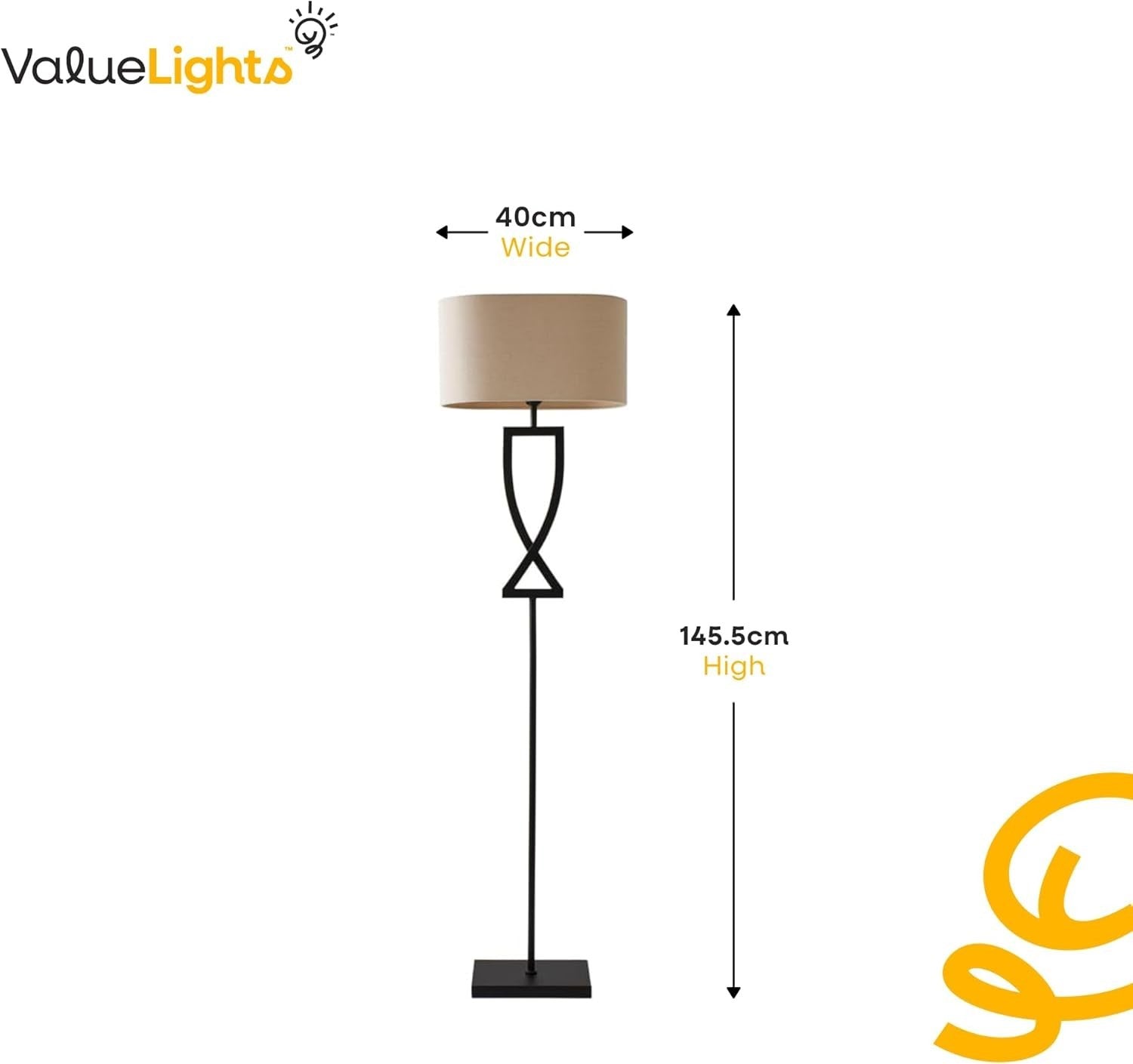 Large Silver Chrome Floor Lamp with Grey Oval Shade & LED Bulb