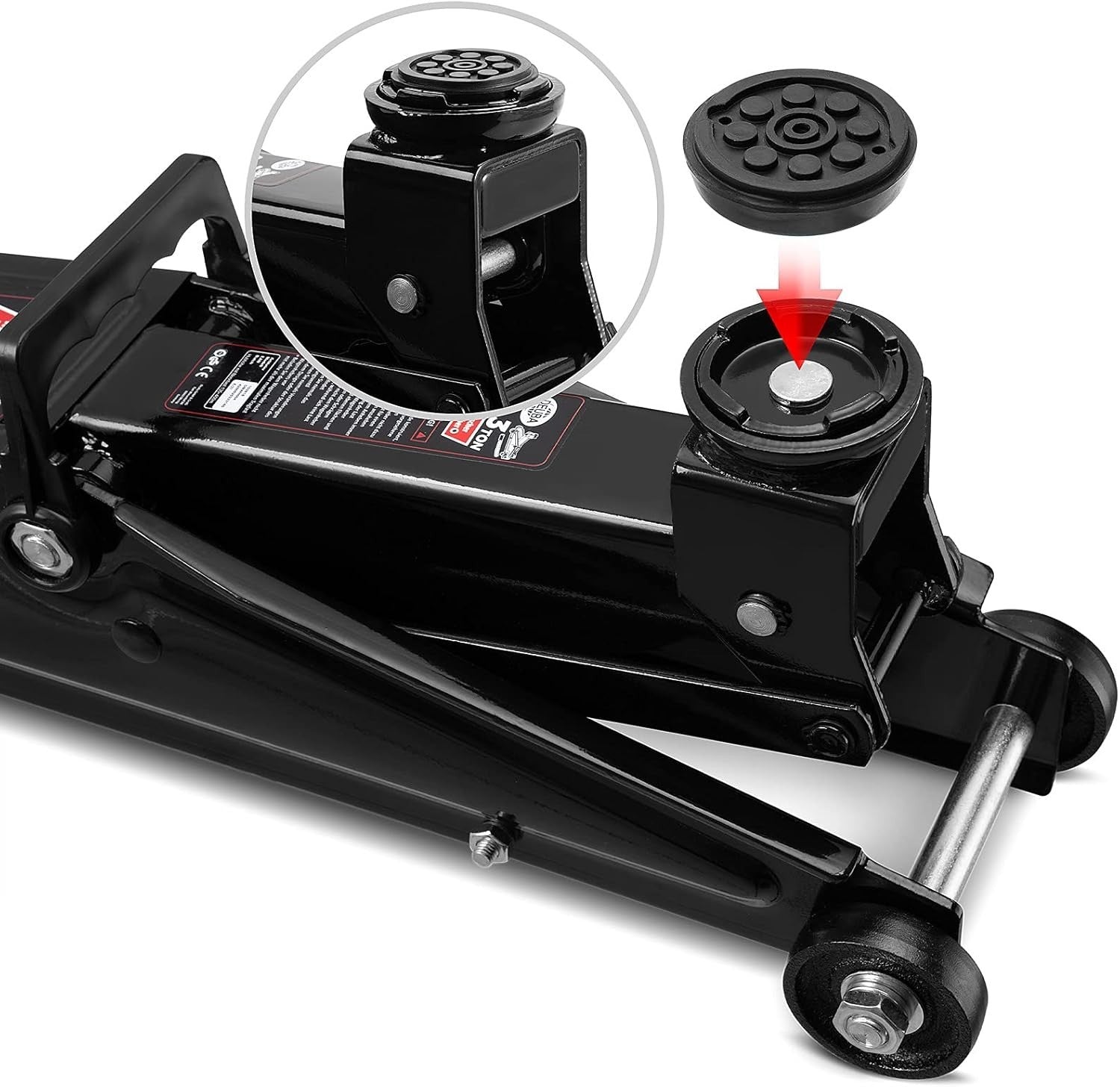 3 Ton Hydraulic Trolley Jack 135–400mm Heavy Duty Car Lift Rubber Pad Black